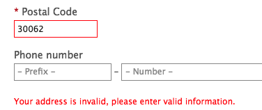 Your address is invalid