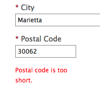 Postal code is too short